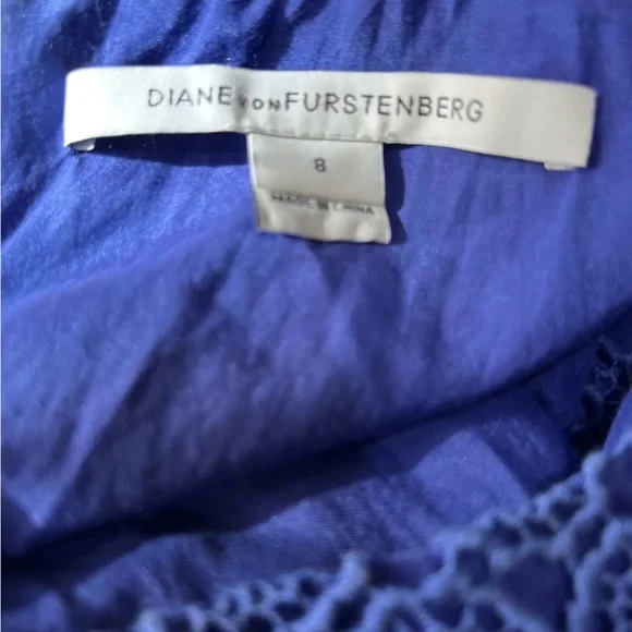 Diane Von Furstenberg Blue Zihna Crochet Lace Sleeveless Dress size 8 Designer - Picture 5 of 9